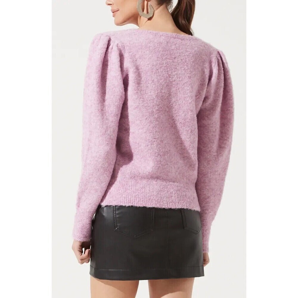 ASTR THE LABEL Puff Sleeve Sweater Lilac Size XS